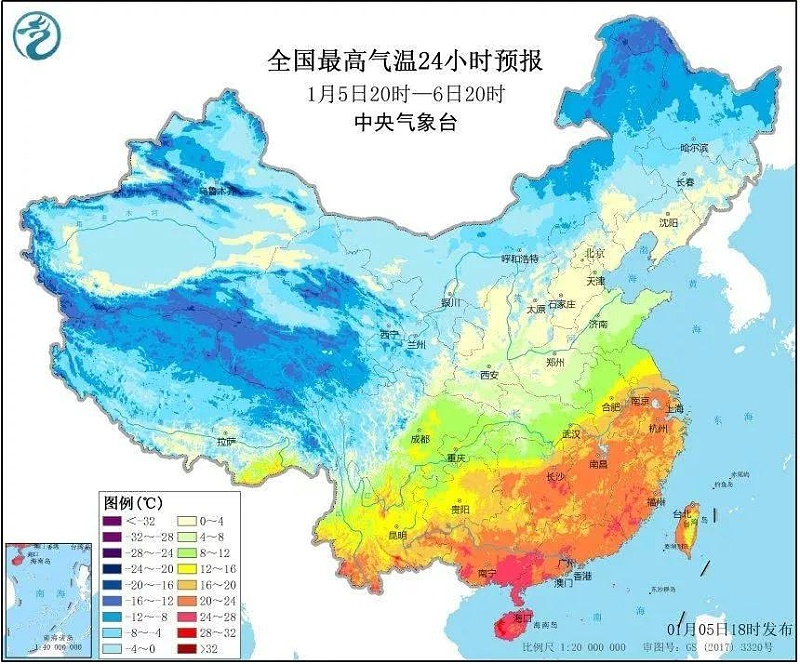 2020年1月5日，南方各地依然是普遍高溫的狀態(tài)