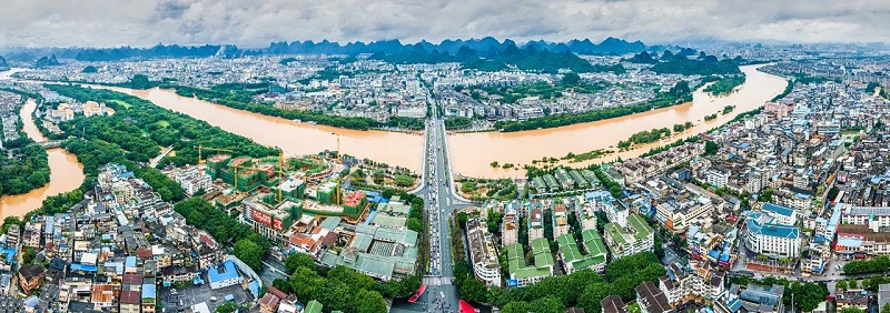 桂林市區(qū)洪災(zāi)航拍實景